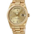 【3年保証】 ロレックス デイデイト36 18238A L番 K18YG無垢 純正10Pダイヤ シャンパン トリチウム 3連 自動巻き メンズ 腕時計