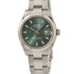 【3年保証】 ロレックス デイトジャスト31 278274 ランダム番 K18WG×SS 緑 バー 自動巻き レディース ボーイズ 腕時計