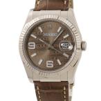 【3年保証】 ロレックス デイトジャスト36 ブラウンウェーブ 116139 D番 K18WG無垢 純正ダイヤ 茶 希少 自動巻き メンズ 腕時計