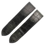 【3年保証】 カルティエ サントス100用クロコバンド 純正 レザー ベルト ストラップ Dバックル用 替え 23ｍｍ 黒 メンズ 腕時計