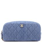  Chanel pouch matelasse cosme pouch Denim blue blue make-up pouch Random serial new goods unused AP3702 B14946 NG353 used 