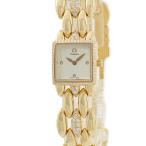 【3年保証】 オメガ サフェット K18YG無垢 純正ダイヤ 白 角型 クオーツ レディース 腕時計