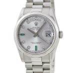 【3年保証】 ロレックス デイデイト 36 118206A ランダム番 Pt950無垢 純正ダイヤ 純正エメラルド バゲット 自動巻き メンズ 腕時計