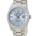 【3年保証】 ロレックス デイデイト 36 118346A メーカーOH済 Z番 Pt950無垢 純正ダイヤ アイスブルー 彫コン 自動巻き メンズ 腕時計
