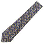 エルメス ネクタイ 総柄 9cm シルク ネイビー ネイビー×ブラウン トランペット 楽器柄