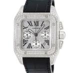 【3年保証】 カルティエ サントス100 クロノグラフ XL W20090X8 ダイヤ スクエア ローマン 自動巻き メンズ 腕時計