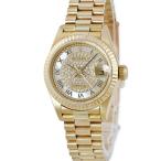 【3年保証】 ロレックス デイトジャスト 26 69178NRZ OH済 R番 K18YG無垢 純正ダイヤ シェル 自動巻き レディース 腕時計