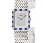 【3年保証】 クレドール 5A74-5170 K18WG無垢 純正ダイヤ 純正サファイア シルバー 薄型 スクエア クオーツ レディース 腕時計