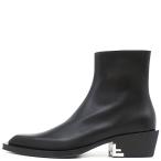  Fendi ботинки лодыжка ботинки квадратное кожа черный #8 кий van каблук 7U1615