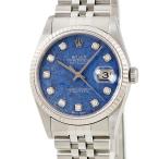 【3年保証】 ロレックス デイトジャスト 16234G K番 K18WG×SS コンビ ソーダライト 純正10Pダイヤ ブルー 自動巻き メンズ 腕時計