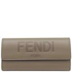 フェンディ 長財布 FENDI ROMA ロゴ レザー グレー グレージュ 8MO251