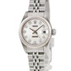 【3年保証】 ロレックス デイトジャスト 79174G P番 K18WG×SS コンビ 純正10Pダイヤ 自動巻き レディース 腕時計