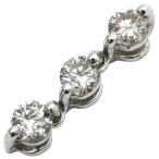  подвеска с цепью K18WG серебряный Au750 18K 18 золотой 3 полосный diamond 3P 3 камень 3 шарик Drop трилогия 