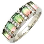 ショッピングBrand リング 指輪 バイカラートルマリン ダイヤリング シルバー ウォーターメロントルマリン 14号