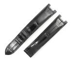 カルティエ 純正 パシャ用 クロコバンド 替え ベルト 本革 予備 18ｍｍ ブラック 黒 シャイニー Dバックル用 メンズ レディース 腕時計