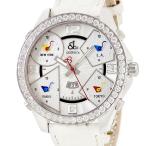 【3年保証】 ジェイコブ ファイブタイムゾーン JC-3 純正ダイヤ シルバー GMT デイト アラビア ギョウシェ クオーツ メンズ 腕時計