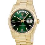 【3年保証】 ロレックス デイデイト 36 118238 メーカーOH済 K番 K18YG無垢 グリーン バー フルーテッドベゼル 自動巻き メンズ 腕時計