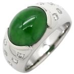 ショッピング15号 リング 指輪 ヒスイ ダイヤモンド シルバー 緑 グリーン 翡翠 ひすい ジェダイト 4.62ct プラチナ900 オーバルカボションカット 15号
