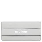 ミュウミュウ 長財布 二つ折り ロゴ レザー グレー ロングウォレット カードケース付き 5MH109