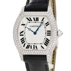 【3年保証】 カルティエ トーチュ LM WA504351 K18WG無垢 純正ダイヤ シルバー ギョウシェ 青針 ローマン 手巻き メンズ 腕時計