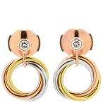 ショッピングカルティエ カルティエ ピアス トリニティ ダイヤ マルチカラー 1Pダイヤ 3連 18K 750 YG PG WG