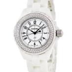 【3年保証】 シャネル J12 H0967 純正ダイヤ パヴェ 白 ホワイトセラミック ラウンド クオーツ メンズ レディース 腕時計