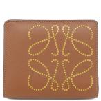 ショッピングロエベ ロエベ 二つ折り財布 コンパクト ジップ ウォレット レザー ブラウン 茶 黄色 バイカラー アナグラム C500Z41X04