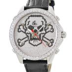 【3年保証】 ジェイコブ 5タイムゾーン 47mm スカル JC-SKULLD 純正全面ダイヤ 骸骨 ドクロ GMT クオーツ メンズ 腕時計