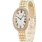 【3年保証】 カルティエ ベニュワール SM 820911A6 OH済 K18YG無垢 純正ダイヤ オーバル ヴィンテージ 手巻き レディース 腕時計