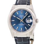 【3年保証】 ロレックス デイトジャスト 36 116139 F番 K18WG無垢 ブルー 青 フルーテッドベゼル サンレイ 自動巻き メンズ 腕時計