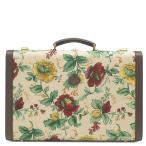  Gucci багажник medium rigid чемодан парусина Brown бежевый × Brown флора цветок цветочный принт двойной G 722179