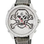 【3年保証】 ジェイコブ 5タイムゾーン 47mm スカル JC-SKULLD 純正ダイヤ パヴェ GMT 骸骨 ドクロ クオーツ メンズ 腕時計
