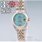 ロレックス ROLEX デイトジャスト 79173 2BR ブルージェダイド K番 自動巻 OH済 K18YGxSS 純正ダイヤ レディース 腕時計 イエローゴールド コンビ 翡翠 中古