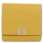 ショッピングロエベ ロエベ 二つ折り財布 アナグラム トライフォールド ウォレット グレインカーフレザー イエロー コンパクトウォレット 黄色