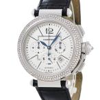 【3年保証】 カルティエ パシャ 42mm W3108555 ダイヤ クロノグラフ 青針 デイト アラビア バー 自動巻き メンズ 腕時計