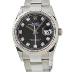 【3年保証】 ロレックス デイトジャスト36 126234G ランダム番 K18WG×SS 純正ダイヤ 黒 3連 自動巻き メンズ 腕時計