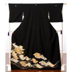 黒留袖レンタルフルセット8AA86 レンタル留袖 着物レンタル 黒留袖 着物 レンタル 結婚式 貸衣装 花絵巻物 金彩 150ｃｍ〜170ｃｍ位まで 爆買