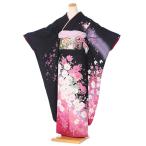 振袖レンタルフルセット(2月〜12月上旬)8AC100 振袖 レンタル 結婚式 結納 卒業式 黒地 桜 153cm〜165cm位まで 爆買