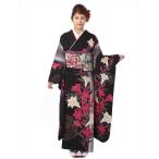 振袖 レンタル フルセット レンタル振袖 セット 正絹 着物 結婚式 結納 卒業式 黒 百合 ユリ 153cm〜170cm位まで 2月〜12月上旬 爆買