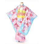 七五三レンタル 七歳女児七五三AP7060 女の子七五三 レンタル七五三 753レンタル 水色 ピンク薔薇 バラ 七五三 7歳 七歳 7歳女の子 往復送 爆買