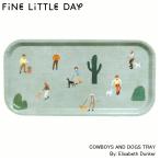 木製 トレイ 角型 長方形 43X22 カウボーイと犬 COWBOY AND DOGS グリーン 犬 いぬ 愛犬家 横長 愛犬家 お盆 おしゃれ 新品 北欧 ファインリトルデイ