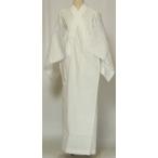 夏用綿レース白長式襦袢一部式　M/Lサイズ　麻半衿付　夏着物・喪服用