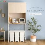 ショッピングごみ箱 ごみ箱上ラック 30L ワイドタイプ さわやか シンプル デザイン おしゃれ すっきり スマート キッチン周り 高め設計 可動棚 扉収納