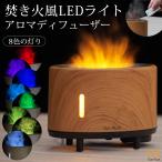 アロマ加湿器 炎 LEDライト 焚火風 超音波式 アロマディフューザー 木目調 ミスト アロマ 卓上 おしゃれ ファイヤー・ミスト Sunruck SR-FAH020-NW