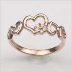 18金リング指輪ダイヤモンドハートリングK18ピンクゴールド4月誕生石18K