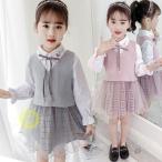 女の子秋服ワンピースセットアップ女...