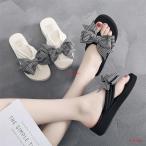 ショッピングサンダル レディース 歩きやすい トングサンダル ビーチサンダル レディース 厚底 サンダル ヒール6cm 歩きやすい リボン 海 痛くない 女の子 レジャー用 ビーサン 女性用 おしゃれ 夏 楽ちん