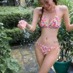 . покупка бикини женский купальный костюм 2 позиций комплект цветочный принт симпатичный шнур бассейн модный женский накладка имеется 