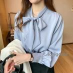 爆買ボウタイブラウス レディース 長袖 ブラウス シャツブラウス ボウタイ とろみシャツ リボンシャツ ワイシャツ フォーマル
