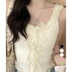 レースフリル ニットタンクトップ 
